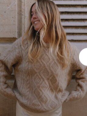 Daily Drills Oversized Knit Sweater Wool Cable Knit, XS/S